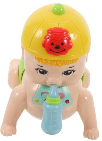 VICASKY 1stück Krabbelpuppe Für Junge Mädchen Elektronisches Spielzeug Mit Musik Und Lichtern Fördert Krabbeln Farbwahrnehmung Batteriefrei Gelb