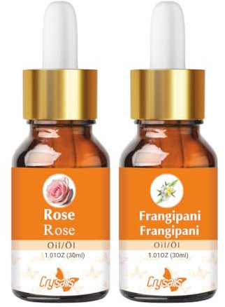 Crysalis Aceite combinado: rosa (damascena rosa) – 30 ml/1,01 oz y aceite de frangipani (Plumeria alba) – 30 ml/1,01 oz