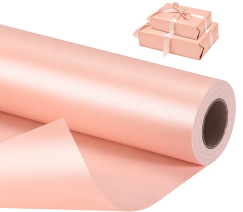 VINATO Rouleau De Papier Cadeau 1 Pièce 43 cm × 10 m - Papier Cadeau pour Mariage, Anniversaire, Noël & Décoration, Rose