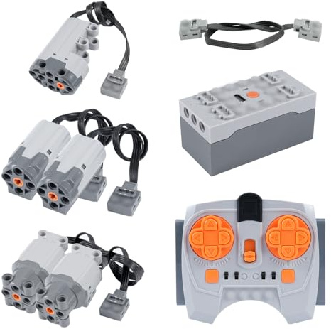 Power Functions Motor Set Binghe Servo Motor Power Function 8-Piece Electric Toy Motors with Servo Motor, M/L Motors, 2.4G Remote Control, Battery Box, Extension Cable with Many Models