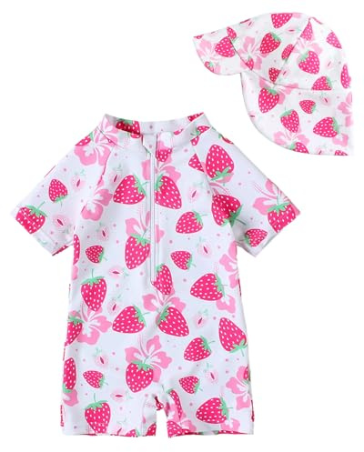 WYTbaby - Costume da bagno per neonati, a maniche corte, con cappello da sole