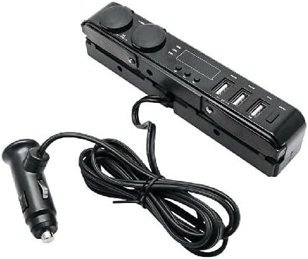 Riloer 3 Sockets Cigarette Lighter Adapter with Voltmeter, USB Charger Adapter Multi Power Outlet Splitter 3A 12V - 24V LCD Thermometer for Car Backseat Dashboard