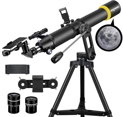 Telescope for Adults, Professional High Powered 90mm Aperture 800mm Refractor Telescopes for Astronomy Beginners with AZ Mount Tripod & Phone Adapter