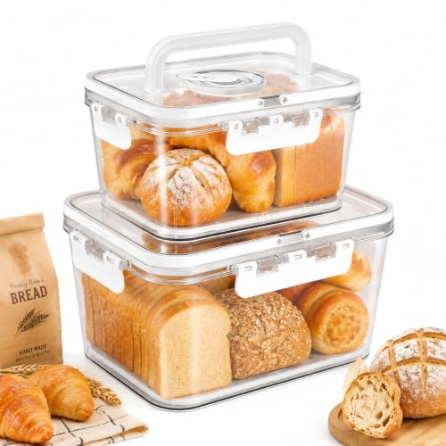 Bread Bin Airtight Bread Bins for Kitchen Bread Storage Containers with Lid | Bread Storage Boxes Stay Fresh Container for Homemade Breads Bagel Toast Donut Cookies Vegetable Fruit