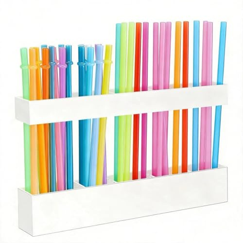 JYYWTSI Wandmontierte Trinkhalme Aufbewahrung, Strohhalm Organizer, Acryl Strohhalm Halter mit Doppelseitigem Klebeband, Aufbewahrung Schranktür Innen Strohhalme, Straw Holder Strohhalme-Halter