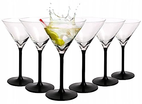 Set Aus 6 Edlen Modernen Schwarzen Stiel Gläser 260ml