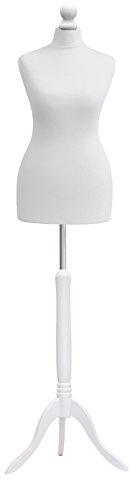 Female Tailors Dummy White Size 12/14 Dressmakers Fashion Students Mannequin Display Bust with A White Wood Tripod Base