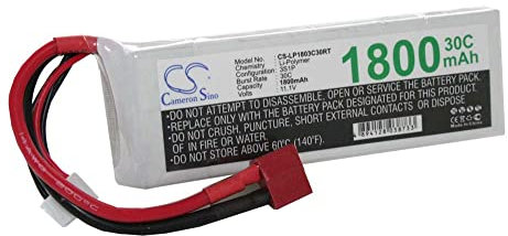 vhbw Akku kompatibel mit T-System AWG14 Stecker für Modellbau (1800mAh, 11,1V, Li-Polymer)