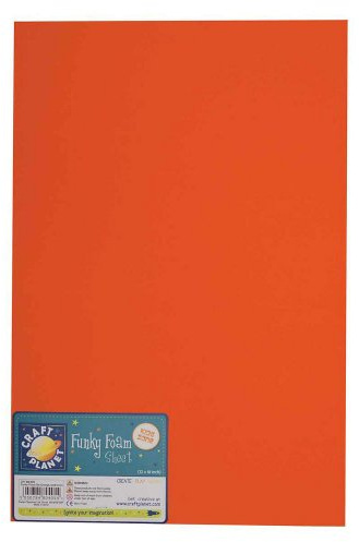 Craft Planet 12 x 18 Funky Foam Sheet 2mm Thick, Orange, Coloured Craft Accessories, Card Making Supplies, Coloured Foam Sheets, for Modelling, Printing, Paint, Art & Crafts, Foam Crafts Padding