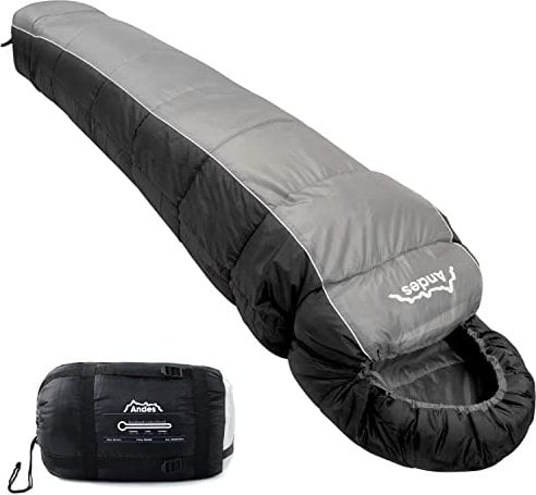 Andes Nevado 300 2-3 Season Camping Mummy Sleeping Bag Black/Grey