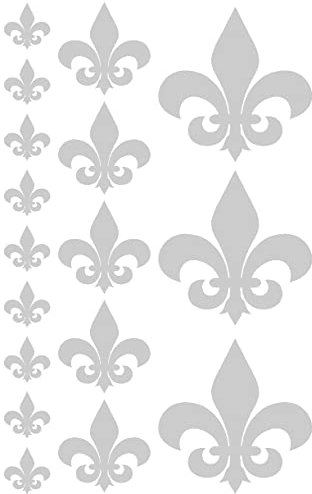 Samunshi® Wandtattoo Fleur de LYS Fleur de Lis Set in 5 Größen und 25 Farben (30x19cm Silber)