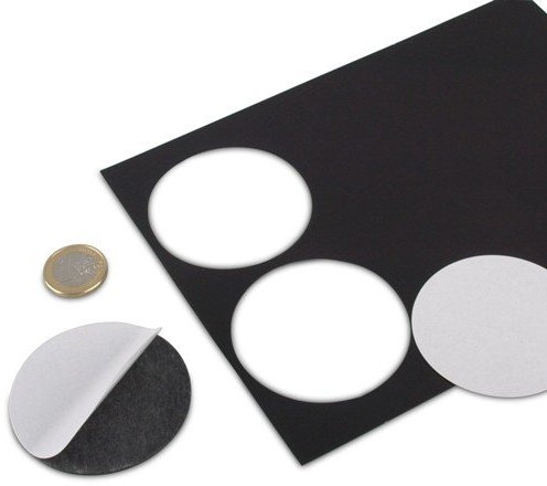 6 Stück Magnetplättchen selbstklebend (magnets4you) | rund Ø 60 mm | Magnet-Plättchen | runde Magnetfolien | Magnetscheiben