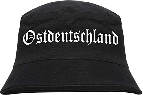 Ostdeutschland Fischerhut - Altdeutsch - Bedruckt - Bucket Hat Anglerhut Hut S/M Schwarz