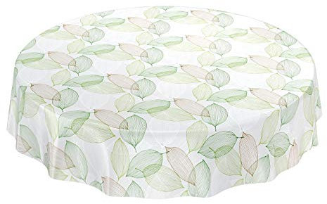 ANRO Wachstuchtischdecke Wachstuch Wachstischdecke Tischdecke abwaschbar Abstrakt Stimmung Laub Grün Rund 140cm