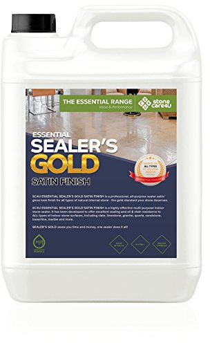 StoneCare4u - Essential Sealers Gold - Satin - 5 Litre Internal Floor and Tile Sealer. Long Lasting, Wet Look/Gloss Finish, Stain Resistant Coating. The Professionals Choice…