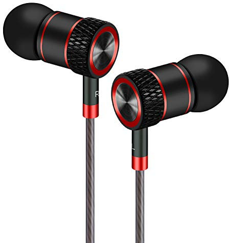 GAMURRY Auricolari,Cuffie ad alta Definizione,isolamento acustico, ottimi bassi progettati per lettori MP3, Samsung Galaxy, Nokia, HTC, exc. (Nero e rosso)