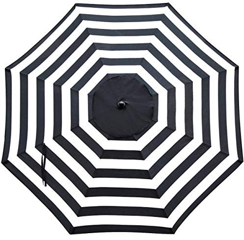 Sunnyglade Auvent de rechange pour parasol de terrasse de 2,7 m avec 8 baleines (pas de cadre de parapluie) (noir et blanc)