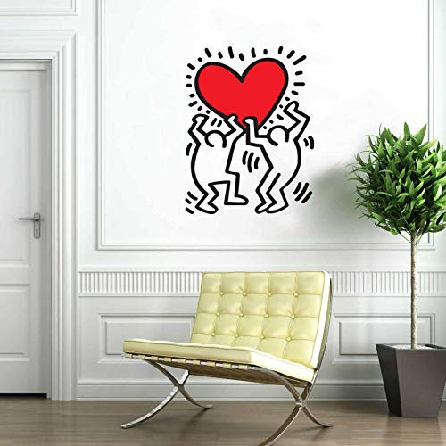 Adesivo da parete in vinile prespaziato mod. Haring Innamorati in 3 misure - decorazioni adesive murali arte - Kamiustore (Grande, Nero e rosso)
