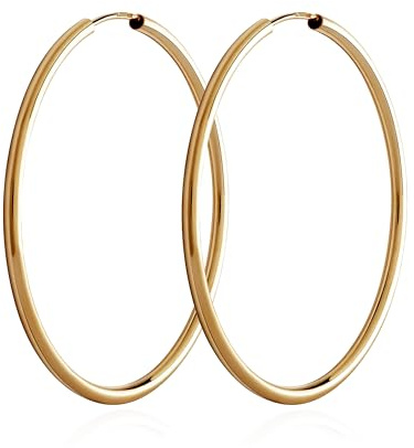 NKlaus Creolen aus 585er Gelbgold, runder Ohrschmuck, Ø 40mm, 2 Stück