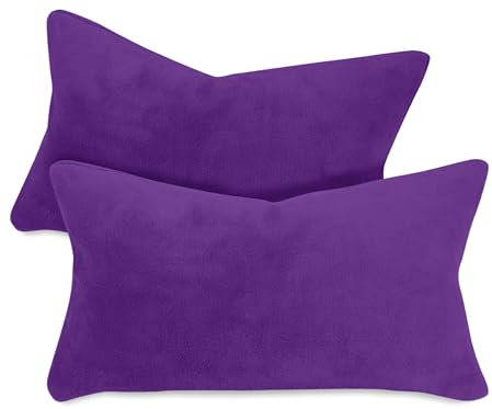 npluseins 2er Pack Kissenhüllen aus Coral-Kuschel-Fleece (2 Stück) 1257.1667, ca. 30 x 50 cm, lila