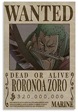 Anime-Poster One Piece Wanted Roronoa Zoro 1 (2) Poster, dekoratives Gemälde, Leinwand, Wandkunst, Wohnzimmer, Poster, Schlafzimmer, Malerei, 60 x 90 cm