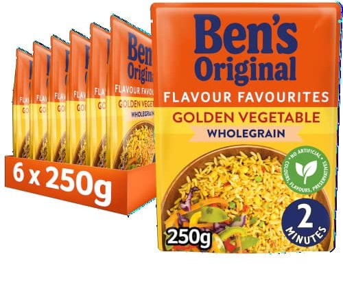 Ben's Original Wholegrain Golden Vegetable Microwave Brown Rice, Bulk Multipack 6 x 250 g pouches