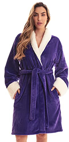 Just Love Kimono-Bademantel für Damen, Lila Sherpa, Small