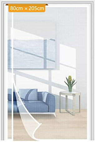 Yotache Side Opening Fly Screens for Doors 80 x 205 cm, Reinforced Polyester Removable Fly Net for Door, White