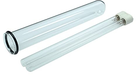 Wacredo UVC Ersatzlampe 18 Watt + Quarzglas mit Bördelung inkl. Dichtung für Oase Bitron 18C (ab 2014) Komplettset Wasseraufbereitung | Filter | Wasserklärer | Leuchtmittel | UVC Gerät