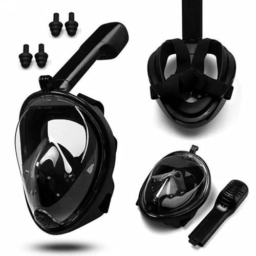 REPLOOD Maschera Subacquea Integrale Full Boccaglio Snorkeling Sub Immersione Nera L/XL (Nero)