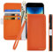 Butnyeoe Handyhülle für iPhone SE 2022/iPhone SE 2020/iPhone 8/iPhone 7 Klappbar Hülle,Litschi Textur Leder Wallet Schutzhülle Tasche Flip Cover Case Klapphülle mit Kartenfach,Orange