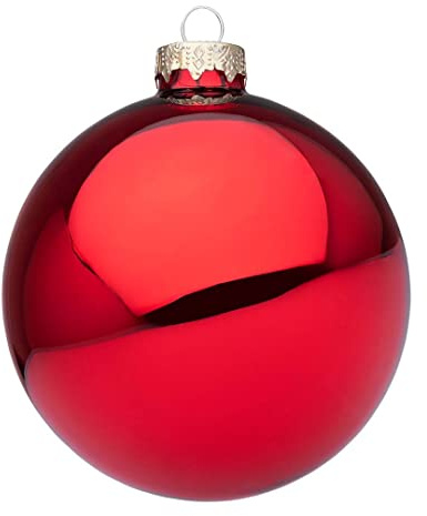Magie di Natale Christbaumkugeln aus Glas dekoriert Farbe Granatrot glänzend (4 Kugeln à 10 cm)