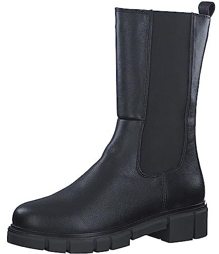 MARCO TOZZI Stivaletti Chelsea Donna in Pelle Sintetica Tacco a Blocco, Black, 40 EU