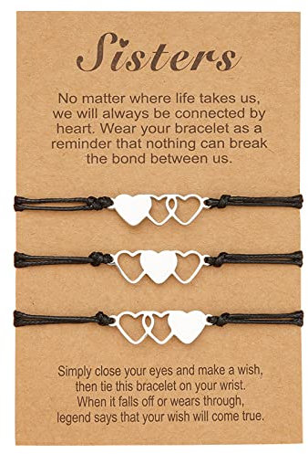 Cosswe Schwester Armband Herz Freundschaftsarmband Herz Armbänder Handgefertigt Freundschaftsarmbänder Bester Freund Armbänder Geschenk für BFF Beste Freundin Teen Mädchen