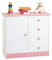 IDIMEX Commode Enfant Rondo lasuré Blanc et Rose en pin Passif Buffet Meuble de Rangement pour Chambre Enfant avec 4 tiroirs et Une Porte