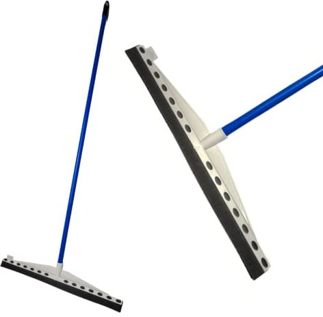Floor Squeegee Mop 55cm 22 Colour Coded Including 120cm Handle Drying Floor Wiper for Kitchen Bathroom Shower Industrial Commercial Wet Room Heavy Duty Double Foam. (Blue)