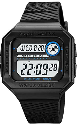 findtime Militär Herren Uhren Digital Uhr 5 ATM Wasserdicht Sportuhr Tactical Watch Outdoor Sportuhren Chronograph Countdown Armbanduhr Männer Wecker Stoppuhr Schwarz