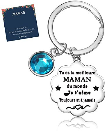 VU100 Porte-clés Fête des Mères pour Maman - Cadeau de Fille Fils pour Elle - En Acier Inoxydable 316L pour Femme - Anniversaire
