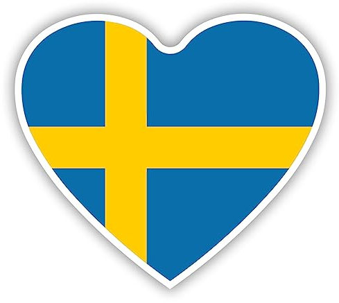 Aufkleber großes Schweden Herz 14 x 13 cm Fahne Sticker Deko GDS 665
