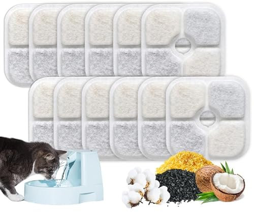 MIYUANGKJ Katzenbrunnen Filter, 12 Pack Trinkbrunnen Filter, Kompatibel mit Catit PIXI Pet Fountain Halten Sie Ihre Katze Gesund, Filter Katzenbrunnen für Katze