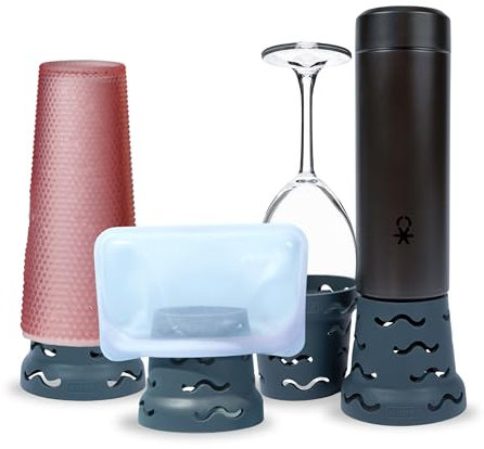 Kuppy Original Drying Rack | Modern, Stackable Design | Fast Drying for 20oz-100oz Reusable Bottles | Fits Stanley, Simple Modern, HydroFlask, Yeti, FrostBuddy(Gray 4 Pack)