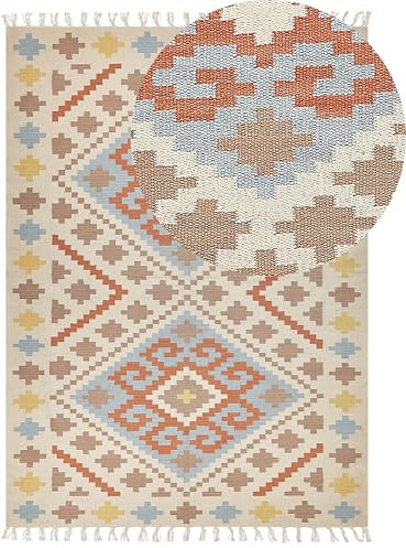 Kelim-Teppich Baumwolle bunt 200 x 300 cm handgewebt geometrisches Muster Atan