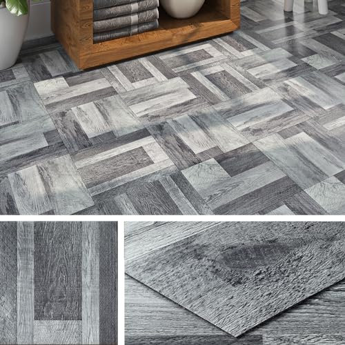 Livelynine Pavimento PVC Adesivo Effetto Legno Grigio Impermeabile Piastrelle Adesive Pavimento 30x30 Pavimento Adesivo Bagno Cucina Linoleum Pavimento Effetto Legno Listoni Grigio, 4 Piastrelle