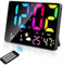 Xakay 12 Orologio Digitale con Grande Display con Telecomando, Calendario Digitale, Sveglia LED, Orologio da Giorno, Orologio da Parete a LED con Data Temperatura Umidità,12/24H, Dimmer 0-100%, Nero