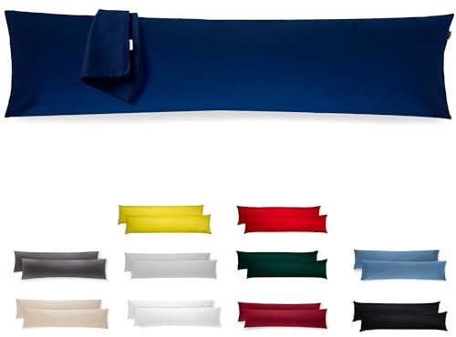 Seitenschläferkissen Bezug 40 x 145 – Mikrofaser Oeko-TEX Zertifiziert – Dunkelblau – 2er Set Kissenbezug für Kissen 40x145 Weich & Atmungsaktiv – Kissenbezüge Hypoallergen und Waschbar