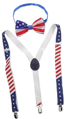 WRITWAA 1 Satz Fliege Clip Nationalflagge Hosenträger Amerikanische Flagge Fliege Erwachsenenkostüme für Männer amerikanische Flaggen Kleider aussetzen Feier Bowtie Stütze Bowtie-Clip Gurt