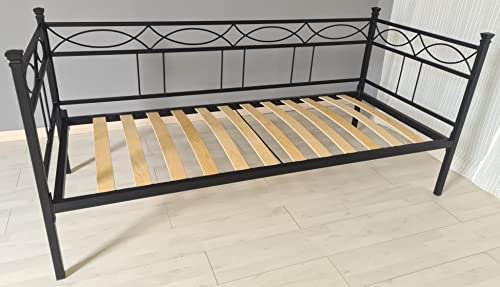 AESSEGI Divano letto in ferro battuto Rosa Anna (Nero opaco satinato)