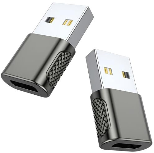 MMOBIEL Adaptador USB a USB-C - USB-A Macho a Tipo-C Hembra -2 Pack - Conversor Cable de Carga USB-C a USB-A Compatible con iPhone 16 15 14 13Pro MAX, iPad Air, AirPods, Samsung Galaxy S25 S24 S23 S22