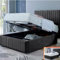 Furnishion Small Double Bed with Storage - Steel/Dark Grey Plush Velvet Small Double Ottoman Bed with Mattress Included - Upholstered Panel Bed