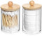 2 Pz Porta Cotton Fioc per Bagno, Porta Dischetti Struccanti, Contenitore Cotton Fioc con Bambù Coperchio, per Organizzare Cosmetici Batuffoli di Cotone Struccante Dischetti Bagno Camera da Letto